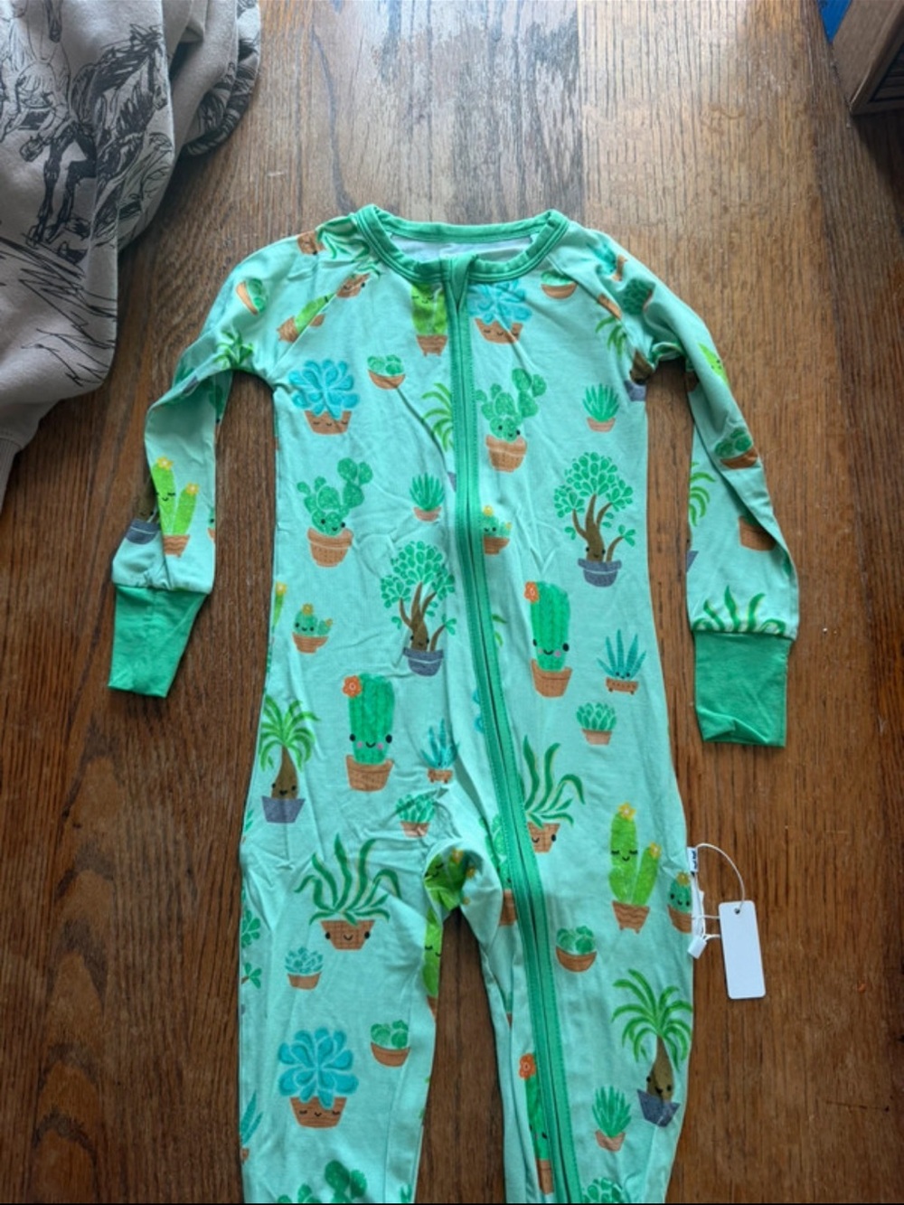 Little Sleepies Mint Green Cactus & Succulent Print Zipper One-Piece